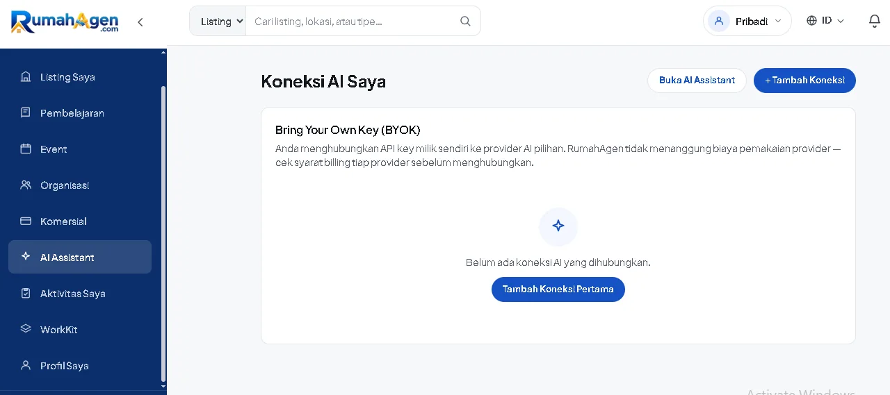 Halaman AI Assist RumahAgen