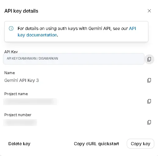 API Key disamarkan untuk keamanan