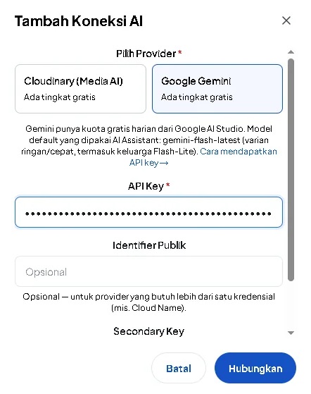 Kolom API Key di RumahAgen