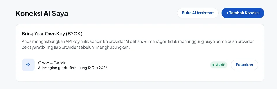 Status koneksi Gemini