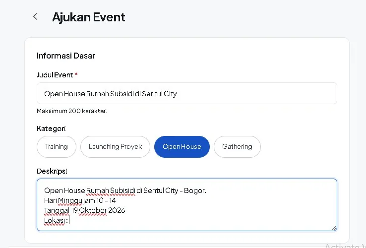 Formulir Informasi Dasar Event