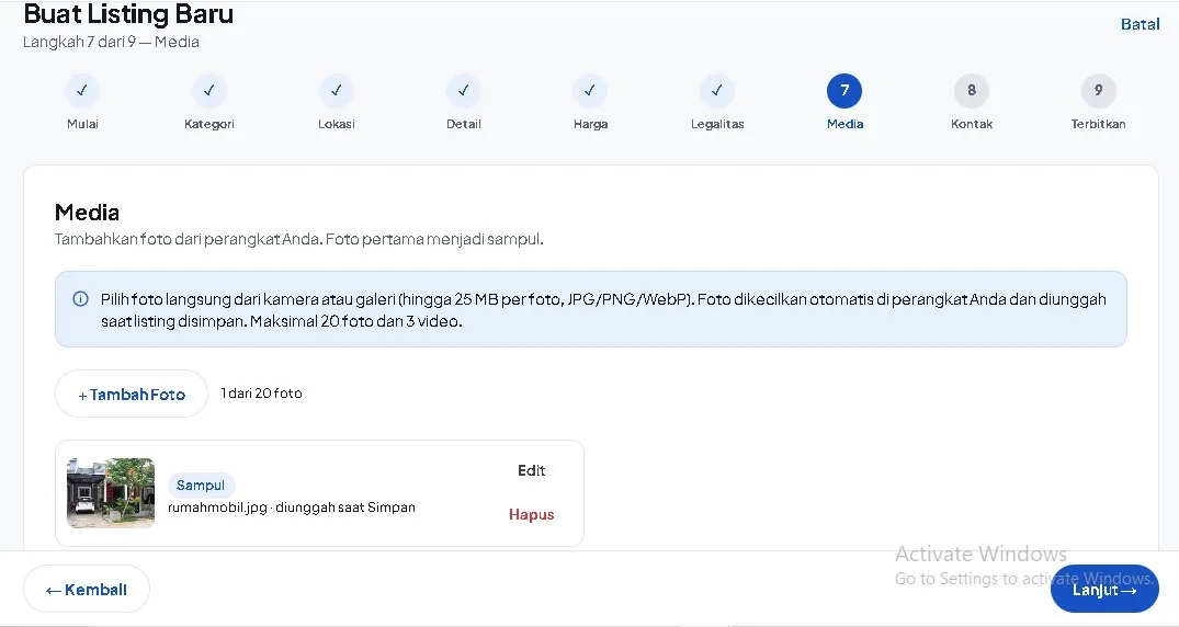 Menambahkan foto dan mengatur foto sampul listing