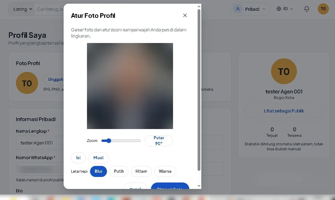 Unggah dan atur foto profil agen