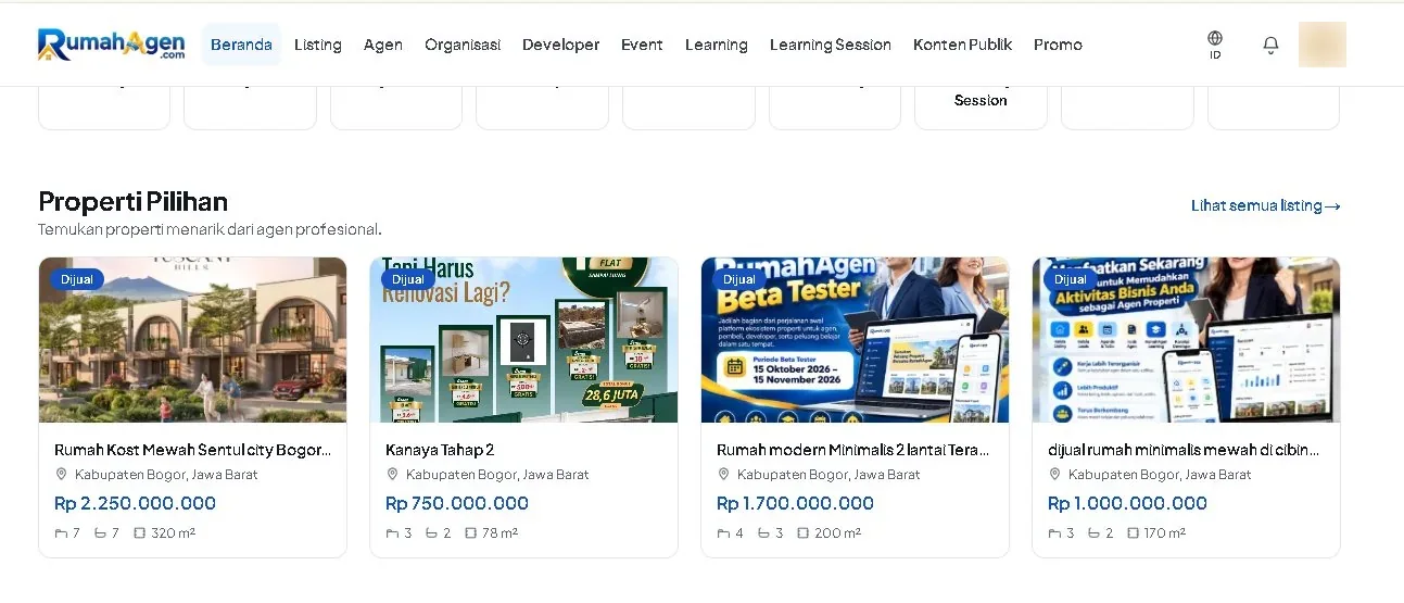 Contoh listing setelah berhasil berada di posisi teratas
